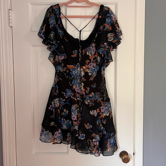 Free People Black and Blue Floral Mini Dress - Picture 3 of 4